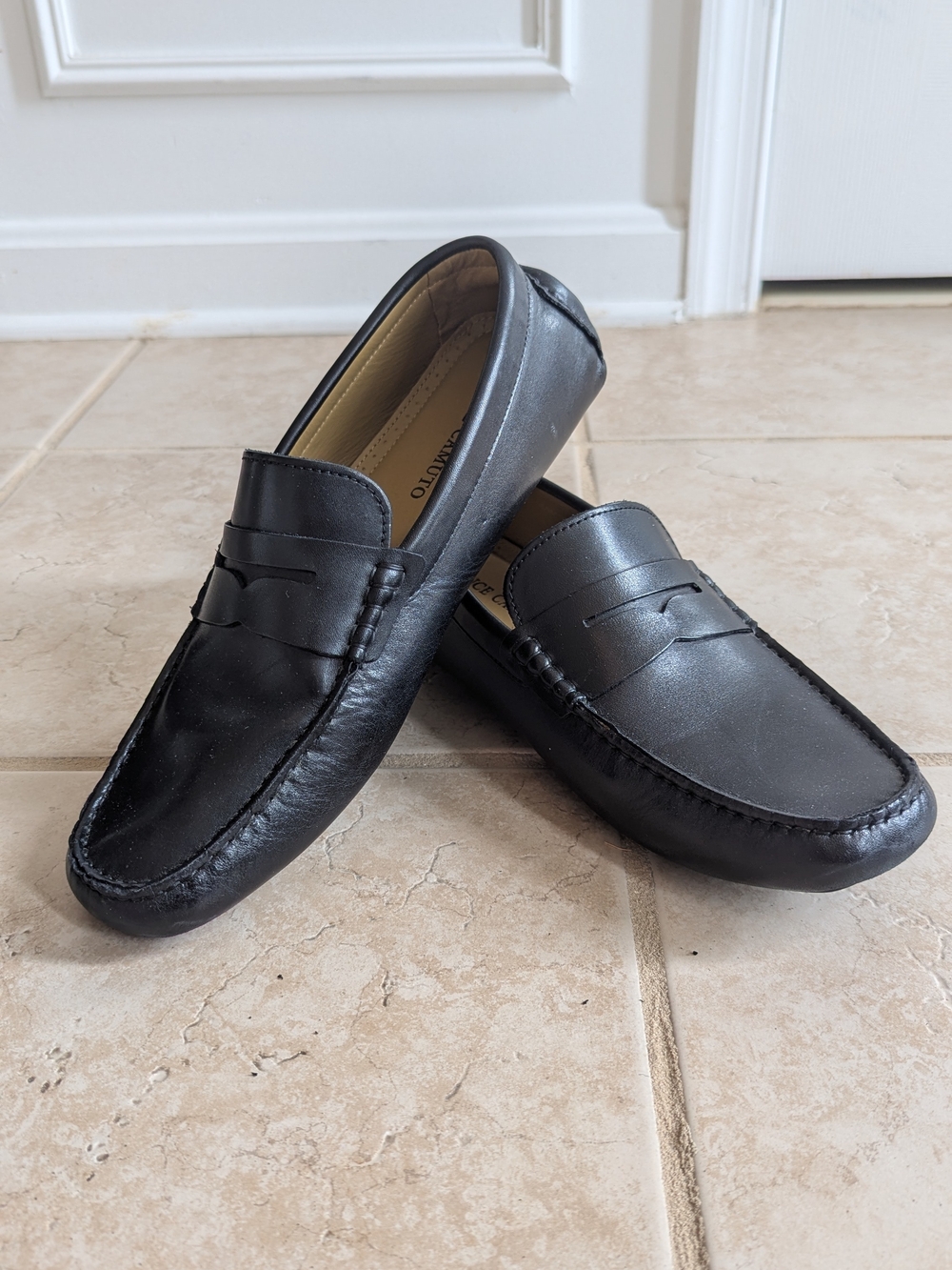 Vince Camuto Black Leather Penny Loafers